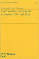 Copertina  Uniform terminology for european contract law